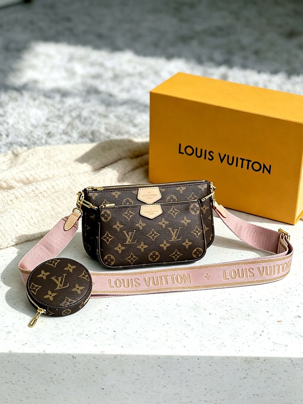 Louis Vuitton Multi Pochette Accessoires with Pink Strap - Picture 1 of 6
